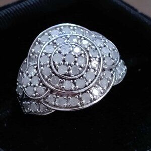 1.00ctw Round White DIAMOND Rhodium over STERLING SILVER RING - Size :7